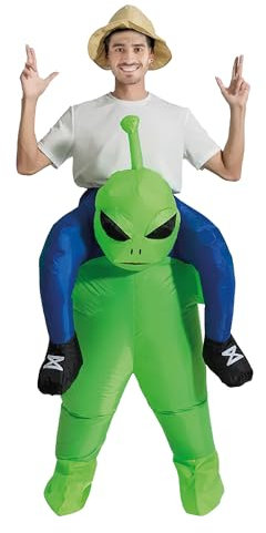 AirSuit® Aufblasbares Außerirdischen-Kostüm für Erwachsene | E.T. Kostüm Alien Einheitsgröße | 100% Polyester | Einfach und angenehm zu tragen | Aufblassystem | OriginalCup®