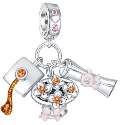 Simphman Charm Anhänger 925 Sterling Silber Charms Graduation Season Set Bead Charms für Europäischen Armband und Halskette 5A Zirkonia Armband Charm Geburtstag Schmuck Geschenk für Damen Frauen