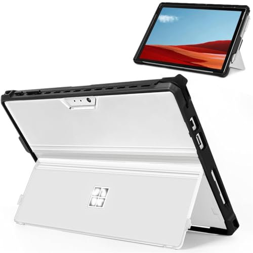 Surface pro 7+ Custodia, Custodia per Microsoft Surface Pro 7 Plus/Pro7/Pro 6/Pro 5/Pro 4/LTE Case, Custodia robusta con supporto per penne, compatibile con tastiera di tipo cover (trasparente)