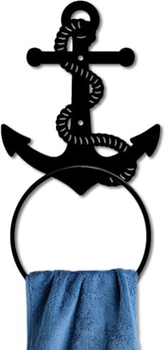 MAYJOYDIY Handtuchring Aus Gusseisen Bootsankerseil Handtuchhalter Aus Metall Vintage Nautikthema Wandmontage Seil Handtuchhalter Massiver Anker Handtuchring Zum Aufhängen Für Zuhause Badezimmer
