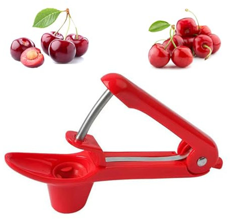 Kirschentkerner,Kirschkernentferner,Edelstahl Entkerner Kirschen,Kirschentsteiner Obstentkerner Cherry Corer Entferner,Hand Fruit Entkernen,Kirschenentkerner,für Obst,Kirsche Obstbeere (Rot)