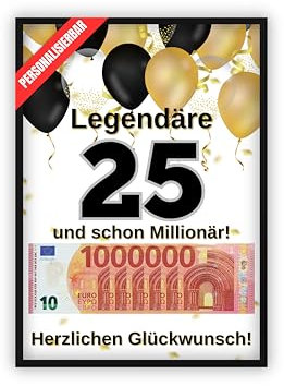 dockyardos® Geldgeschenk zum 25. Geburtstag | Geld kreativ verschenken für Junge und Mädchen | Deine erste Million | Geschenkidee für Mann und Frau