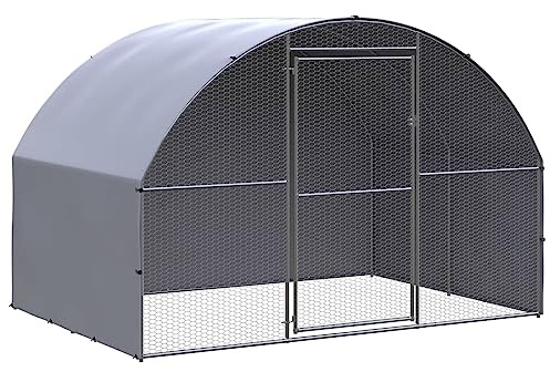 IKAYAA Freilaufgehege Hühner 3 x 2 x 2 m Hühnerstall Verzinkter Stahl Hühnergehege Freilauf Groß mit Sonnenschutzdach und Tür für Haustierkäfig Hühnerkäfig Vogelkäfig Kleintiere