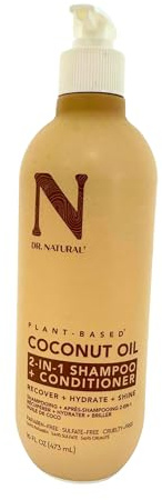 Dr. Natural 2-in-1 Shampoo Plus Conditioner - Strengthen and Add Shine to Hair - Moisturizing Frizz Control Clarifying Shampoo - Coconut Oil - 473 ml