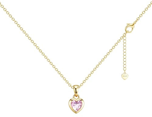 LOLIAS 14K Kette Gold für Damen 925 Sterling Silber Herz Halsketten mit Zirkonia Herz Anhänger Schmuck Geschenk für Damen Mädchen