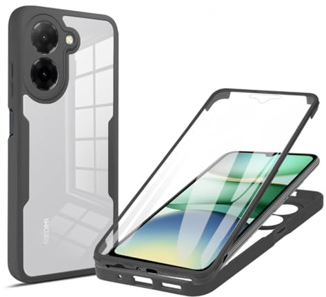 betterfon 360 Grad Hülle Kompatibel mit Xiaomi Redmi A5 / Poco C71 | Handyhülle eingebautem Displayschutz | Schwarz |Smartphonecase vollschutz