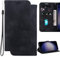 Ammeer Coque pour LG V40 ThinQ, Relief Lotus Modèle Magnétique Flip Folio Cover Téléphone Housse Étui Wallet Portefeuille Case PU Cuir Supporter - Noir