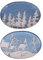 Set 4 Piatto da portata ovale in gres 31,5x21 cm, decoro natalizio, Winter Village