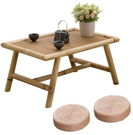 JINGSHIQIAOPL Chinesischer Bambus Bodentisch Ohne Montage, Japanischer Teetisch für Tatami-Meditation, Tatami-Couchtisch für Kleine Räume, Wohnzimmer, Schlafzimmer, Büro(50x40x30cm/20x16x12in)