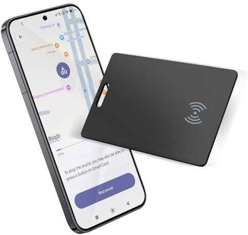 Wallet Tracker Android – 1,8mm Ultradünne Tracker Karte Android mit kabellosem Laden, kompatibel mit Google Find My Device, IP68 wasserdicht Geldbeutel Tracker Card für Portemonnaie & Gepäck