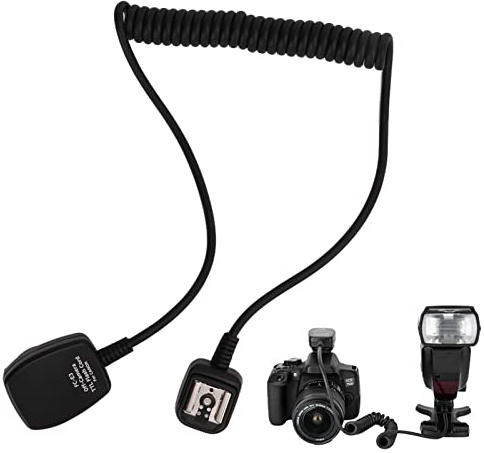 Cuifati Off Camera Flash Cord, TTL Sync Flash Extension Cord with Hot Shoe Base for 600EX RT 580EX II, 130cm