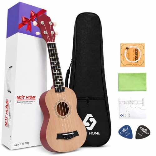 Sopran-Ukulele, Anfänger-Set, 53,3 cm, Lindenholz, Kinder-Ukulelen, Starter-Kit mit Gig-Tasche, Digital-Stimmgerät, Ersatzsaiten und Plektren (Burlywood)
