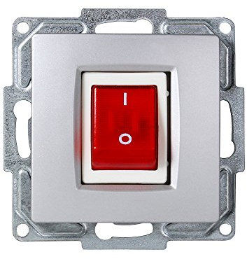 Gunsan Visage beleuchteter Ein-Ausschalter für Durchlauferhitzer usw. Unterputz Silber