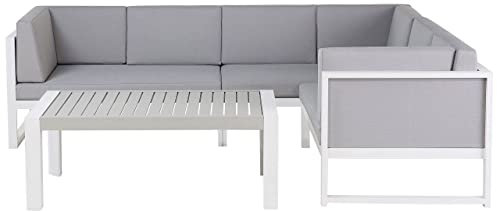Conjunto de jardín con marco de aluminio gris claro modular en forma de L para exterior Castella