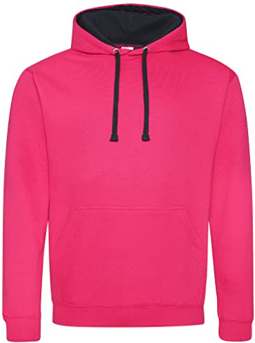 AWDis Men's Varsity Hoodie, Multicoloured (Hot Pink/French Navy), X-Large