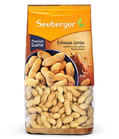 Seeberger Erdnüsse Jumbo Riesen: Große Erdnüsse in Schale - schonend geröstet - intensiver Geschmack mit zartem Butter-Aroma (1 x 500 g)