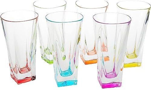 RCR Cristalleria Italiana S.p.a. Linea Fusion | Bicchieri da Acqua e Cocktail in Vetro Moderni Colorati Set 6 Bicchieri di Cristallo da 38 Cl