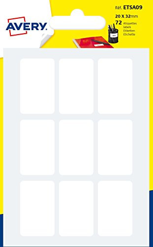 AVERY - Sachet de 72 étiquettes autocollantes. Format 20 x 32 mm.
