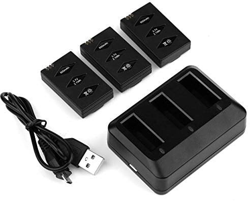 Yangers Parrot MiniDrones Charger Hub + 3 Pack 3.7V 600mAh Battery, 3 ports USB Charger Hub for Jumping Sumo Rolling Spider Swing Mambo Airborne Hydrofoil battery
