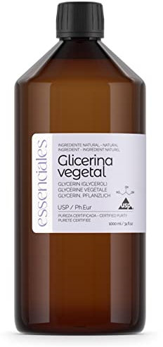 Essenciales - Glicerina Vegetal USP/Ph.Eu, Pureza Certificada, 1 Litro (1,26 Kgs) | Glicerina Vegetal USP/Ph.Eur VG Base