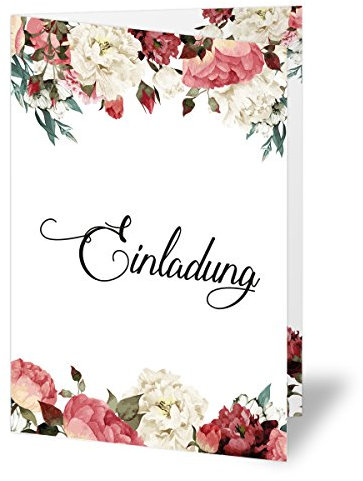 gestaltenlassen.com (10 x) Einladungskarten runder Geburtstag Blumen Rosen Edel Einladungen