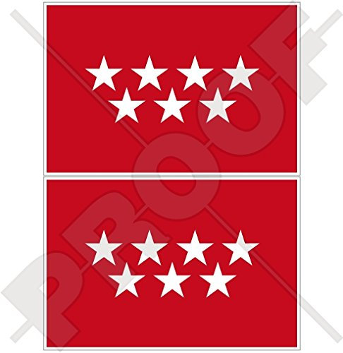 Vinyl-Aufkleber, Motiv: Flagge der Madrid-Gemeinschaft, 75 mm, 2 Stück