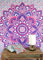 GURU SHOP Boho-Style Wandbehang, Indische Tagesdecke Mandala Druck - Weiß/pink, Baumwolle, 230x210x0 cm
