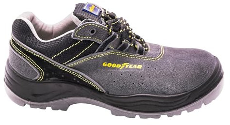GOODYEAR - G138106C - Zapatos de Seguridad - Piel Serraje Gris - Alta Resistencia - Forro Antibacteriano - Plantilla Extraíble - Talla 40
