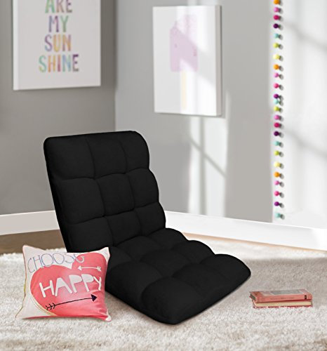 Iconic Home Daphene Adjustable Recliner Rocker Memory Foam Armless Floor Gaming Ergonomic Chair, Black