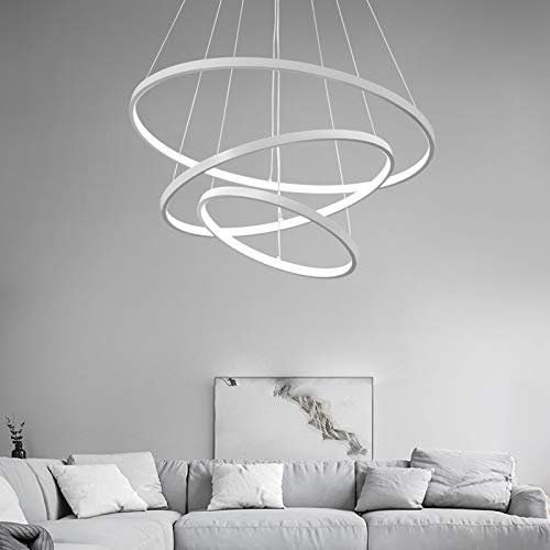 2130 White 40x60x80 cm LED Deckenleuchte Pendelleuchte ,Hängelampe mit Fernbedienung Lichtfarbe warmweiß neutralweiß bis kaltweiß stufenlos einstellbar ,dimmbar Lampen ,Leuchte, Beleuchtung