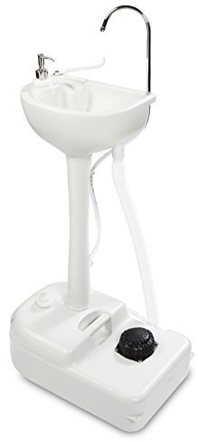 Hike Crew Portable Outdoor Foot Pump Camping Sink – Collapsible Hand Wash Basin w/ 5 Gallon (19L) Water Tank, Wheels, Soap Dispenser, Gooseneck Faucet & Towel Holder – for RV, Travel, Worksite