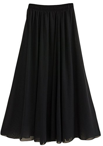 Golden Service Femme Jupe Boheme Tour de Taille Elastique Casual en Chiffon Dress Plage Mariage Grande