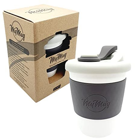 MY MUG - Coffee To Go Mug, 340 ml, Travel Mug, Environmentally Friendly Reusable Coffee/Travel Mug with Lid for Coffee & Tea, Dishwasher Safe & Microwave Safe (Grey)