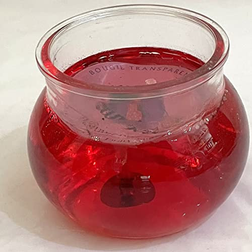 Gel Kerze im Glas rot Himbeer mit Duft nachfüllbar Gartenlicht Tischkerze Höhe ca. 7 cm, Durchmesser ca. 8,5 cm mit blauem Duft Gel, Oberstdorfer Glashütte