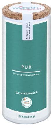 Wunschkapsel Greeniuronic (vegane Hyaluronsäure) Pur, 300 mg pro Tag, 290 vegane hochdosierte Kapseln