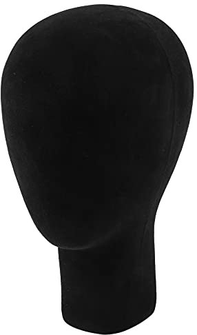 Bumdenuu Polystyrolschaum Mannequin Gesicht Modell Kopf Perueckenhalter Brillenglaeser mit Grundhalter - Schwarz, 35cm