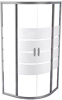 ONDÉE - Porte de douche SHIVA, Façade coul. 1/4 de cercle. 90x90x190cm - Epaisseur 5mm - Installation réversible - Traitement anticalcaire - Verre trempé sérigraphié