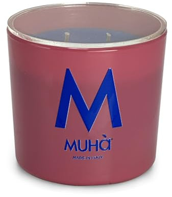 MUHA' | Candela Profumata in Vetro Rosa, Fragranza Lino e Cotone, Profumatore per Ambienti, Formato da 270 Gr