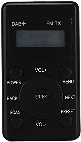 Portable DAB Radio, Mini DAB/DAB+/FM Radio, Digital Clear Sound for the Car with Headphones, Pocket Radio with LCD Display, Double Alarm, Sleep Timer, Headphones for Jogging