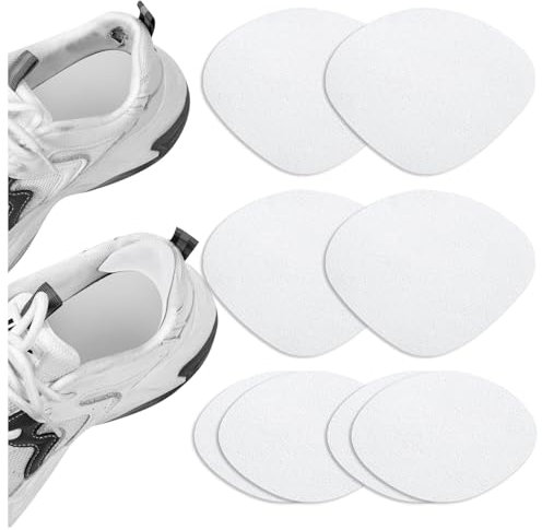 FFWHKON 4 Paar Selbstklebende Sneaker Heel Repair Patch, Weiß Schuh Loch Reparatur Patch, Loch in Schuh Reparatur für Lederschuhe, High Heels