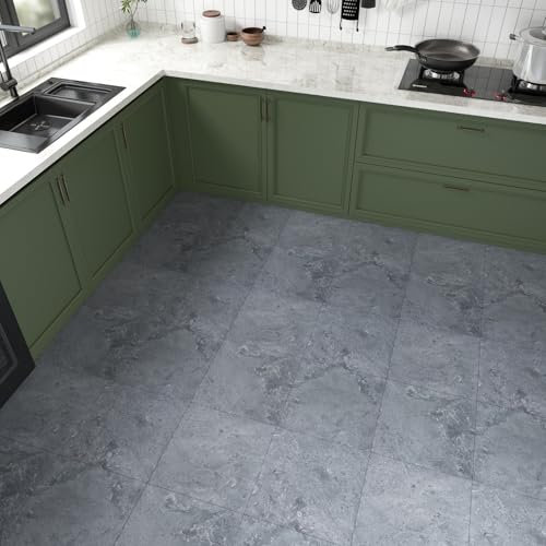 VaryPaper Pavimento PVC Adesivo Effetto Cemento Grigio 30cmx30cm 20 Pezzi Piastrelle Adesive Pavimento Piastrelle Adesive Cucina Laminato Pavimento Garage Pavimento Adesivo per Interni Bagno