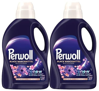 PERWOLL Blütenmeer Waschmittel 2x 27 WL (54 Waschladungen), Feinwaschmittel reinigt sanft und erneuert dunkle Farben und Fasern, mit Dreifach-Renew-Technologie und verführerischem Duft