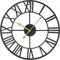 Shoze Vintage Large Silent Black Round Skeleton Roman Numerals Battery Hanging Wall Clock (40cm) for Living Room Bedroom Kitchen Hotel Office