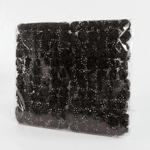 KJJMN 144 pezzi 2 cm schiuma rosa capolini bouquet decorazione della casa scrapbooking fai da te ghirlanda orsacchiotto fiore artificiale-nero