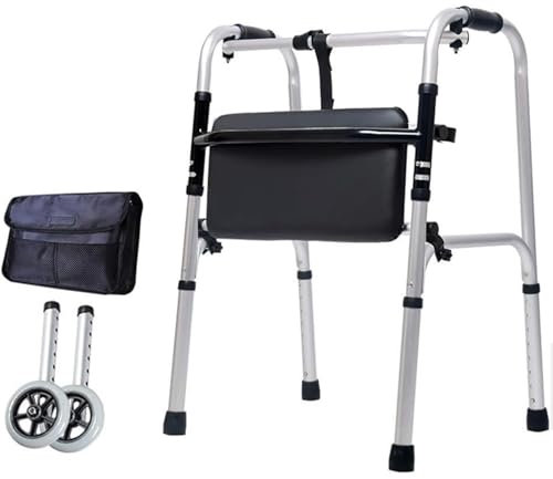 ENWYTE Winter Rollator Für Senioren, Leichter Gehwagen Mit Sitz Und Rädern, Höhenverstellbar Faltbar, Mobilitätshilfe Für Ältere Menschen, Robuster Rollator Mit Bremsen Für Sicheren Einsatz(A)