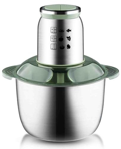 Mini Picadora, Picadora Picadora 500W, Picadora Gran Capacidad 5L, Máquina Rellenadora, Batidor de Ajos con Tazón de Acero Inoxidable, 2 Velocidades, 5 Cuchillas para Picar Carne, Verduras y Frutas
