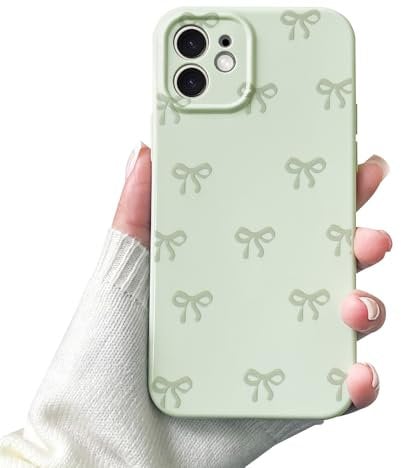 VCGFJD Case for iPhone 11, Cute Ribbon Bow Pattern, Stylish Simple Phone Case, Raised Lens Edge Protection, Aesthetic Bowknot Slim Soft TPU Durable Protective Cover for iPhone 11 - Green