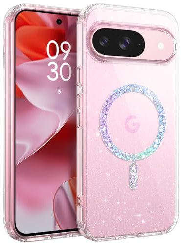 YINLAI für Google Pixel 9 Hülle Kompatibel mit Magsafe,Handyhülle Google Pixel 9 Pro Magnetisch Transparent Glitzer Leicht Dünn Cover Case Schutzhülle für Google Pixel 9/9 Pro 6.8,Crystal Klar