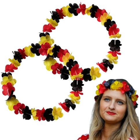 TISCH 2-Stück Deutschland Fanartikel Blumenkette, Deutschland Flagge Girlanden, Foto Requisiten Blumenketten, Fußball Party Deko, Geburtstag Zubehör Präsent (Schwarz Rot Gelb)