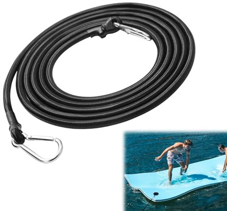 Tendeur en caoutchouc avec crochet - 3 m - Pour tapis d'eau de piscine - Avec mousqueton, cordon élastique, tendeur de bagages, mousqueton, corde élastique pour moto, voiture, île de natation, valise